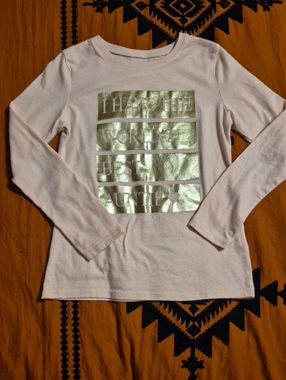 Place Light Pink Long Sleeve Tee with Gold Foil Message